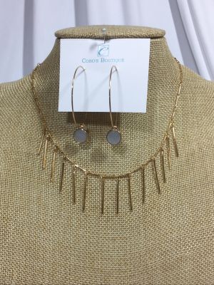 Gold Choker Necklace and Earrings