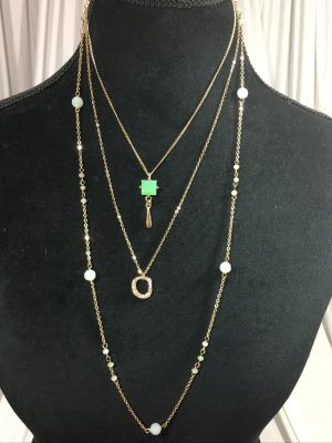 Three layer turquoise and gold fashion necklace