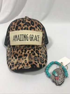 Amazing Grace Cap and Crystal Indian Bracelet