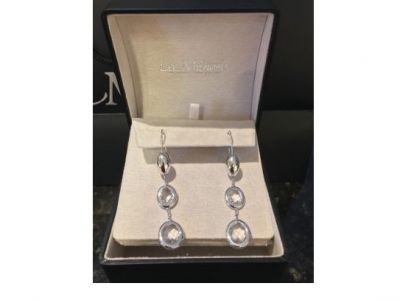 White Topaz Sterling Silver Drop Earrings- Live Auction