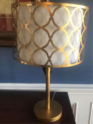 Gold Metal Lamp with Linen Shade