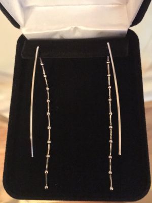 Beaded Chain Threader Earrings Sterling Silver