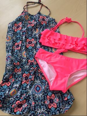 SeaFolly Girls Pink Swimsuit, Romper, and Bag
