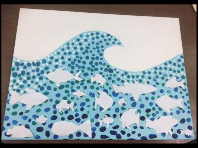 Collaborative Wave Painting by Mrs. Hick