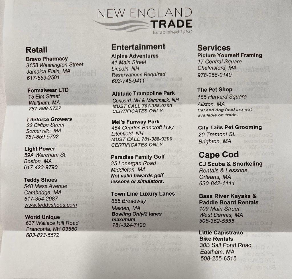 Massachusetts and New Hampshire Services- $100 Gift ...